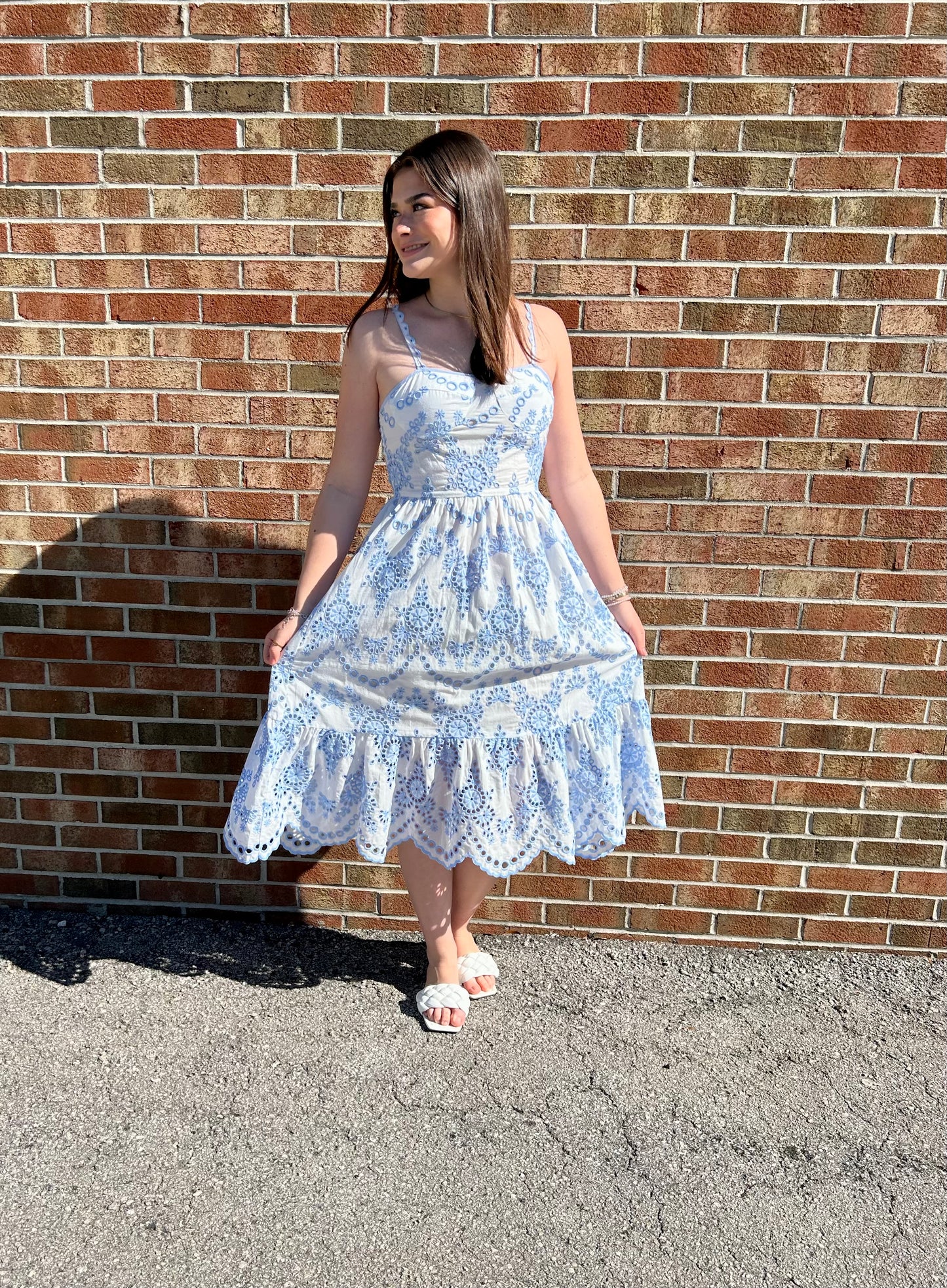 Laura Eyelet Midi Dress