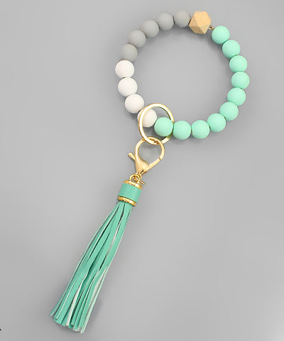 Silicone Ball & Tassel Key Chain