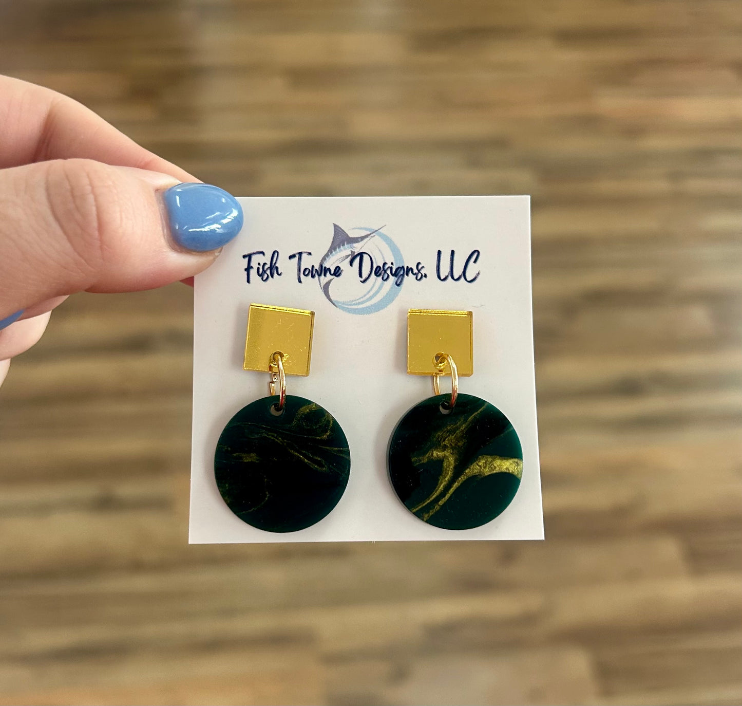 Green & Gold Earrings