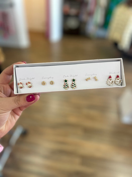 Christmas Tree and Bell Box Earrings