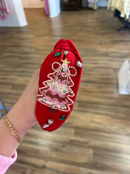 Christmas Tree Beaded Headband