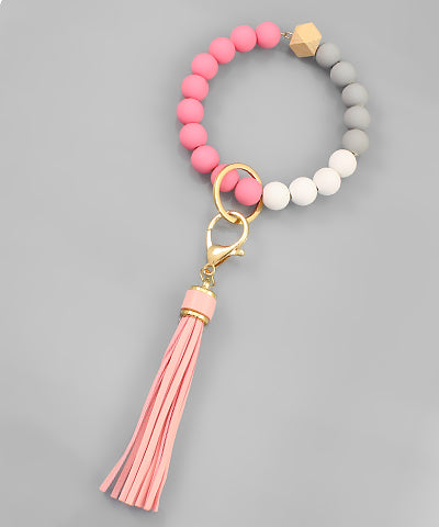 Silicone Ball & Tassel Key Chain