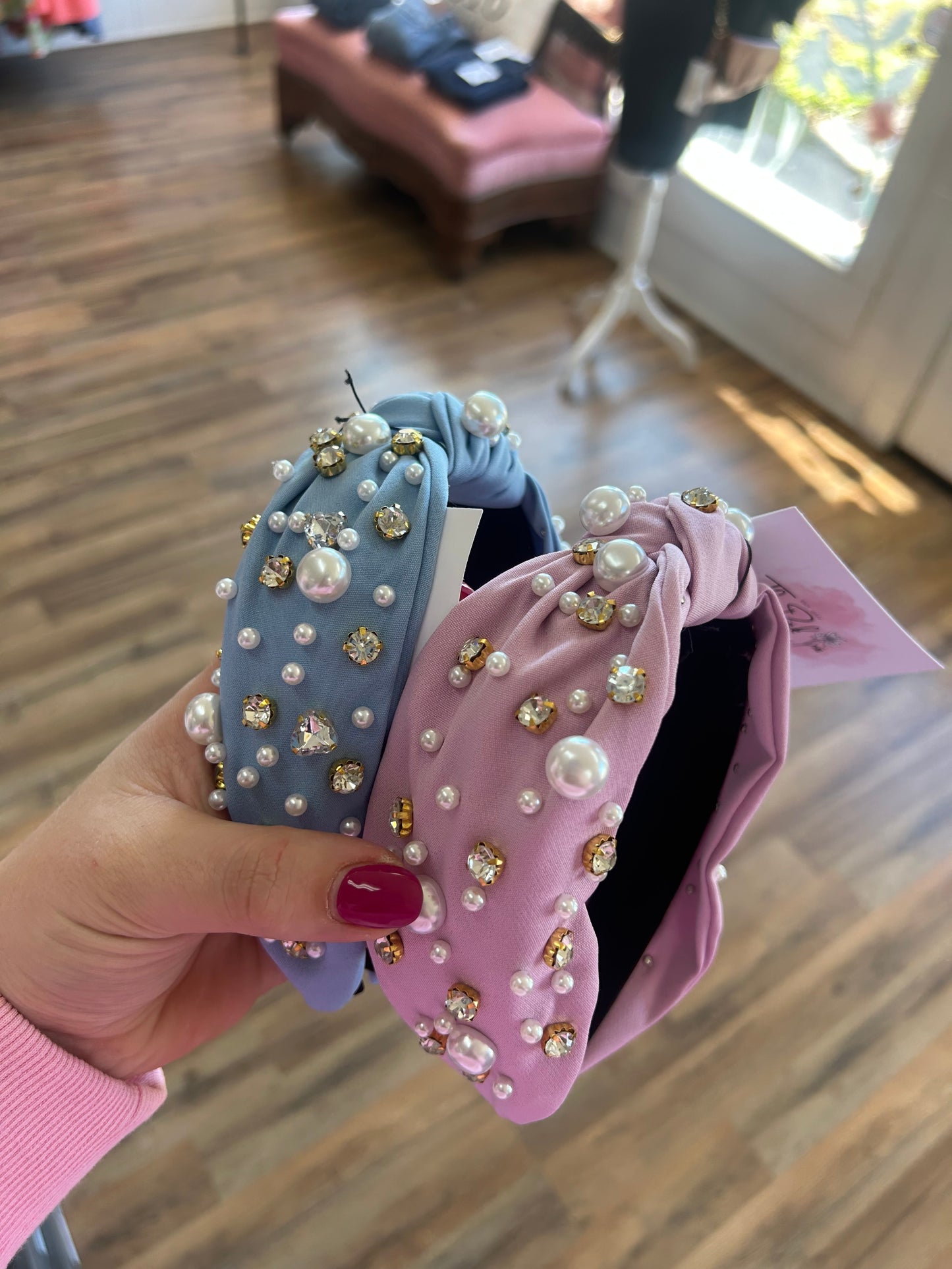 Pearl & Crystal Studded Knotted headband