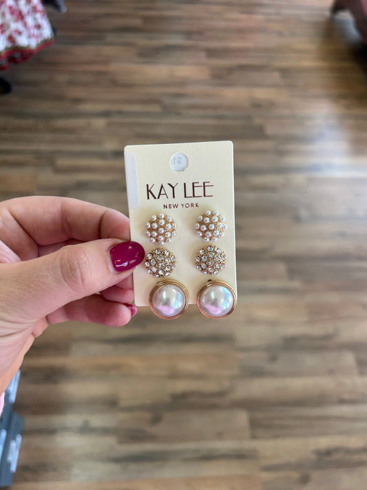 Pave & Pearl Earring Set