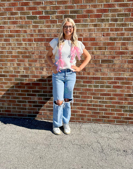 Lyla Pink Bow Sweater