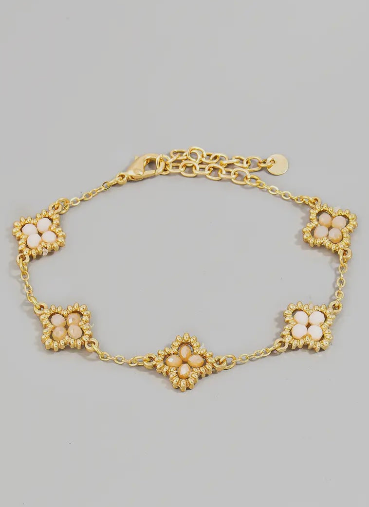 Beaded Clover Charms Chain Bracelet