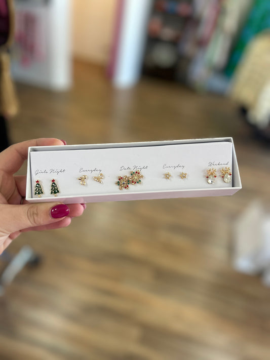 Christmas Bow and Tree Box Earrings