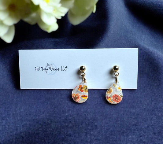 Tear Drop Floral Earrings
