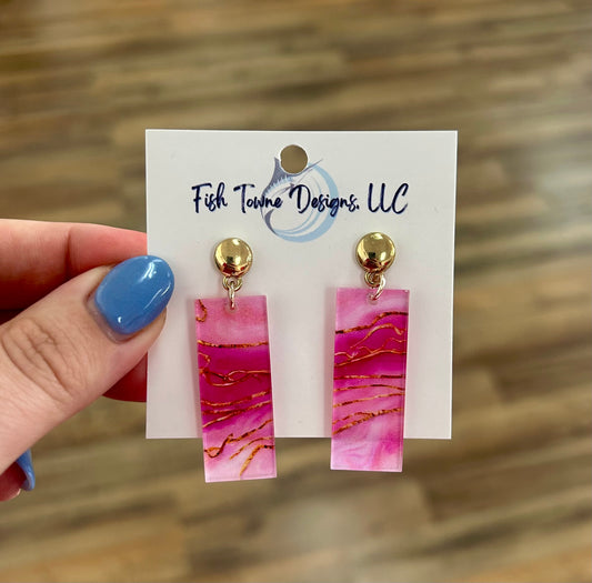 Pink & Gold Marbled Earrings