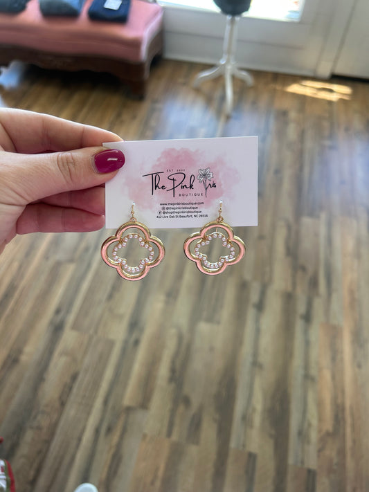 Pearl & Double Clover Earrings