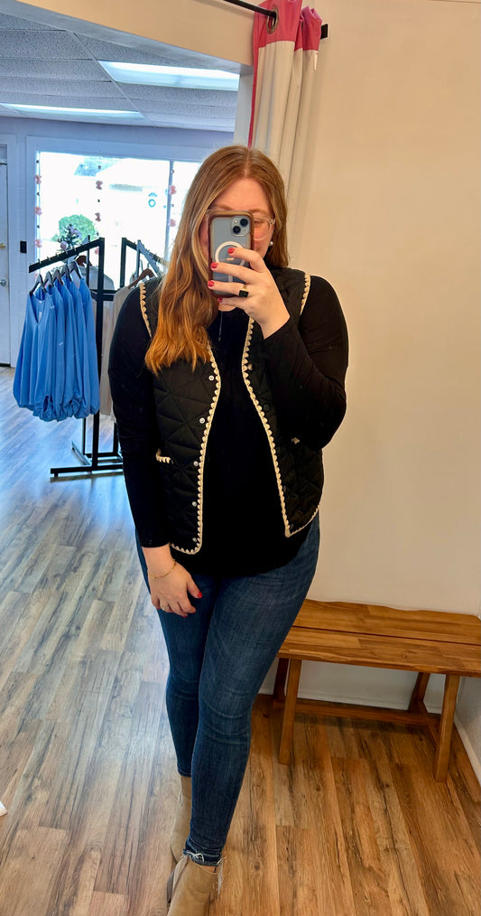 Black Quilted Vest