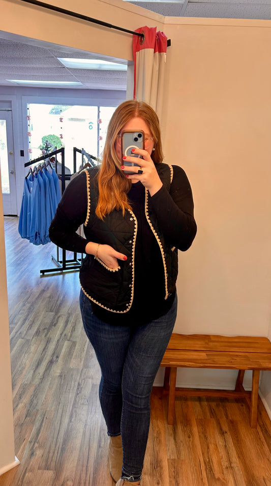 Black Quilted Vest