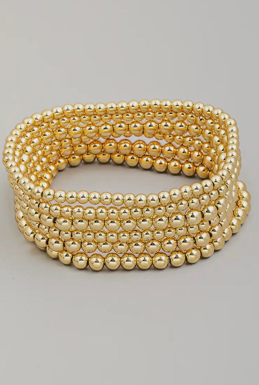 Gold Dipped Ball Bead Bracelet Set