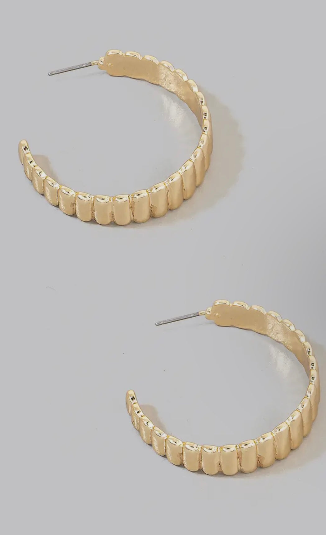 Ridged Metallic Flat Hoop Earrings