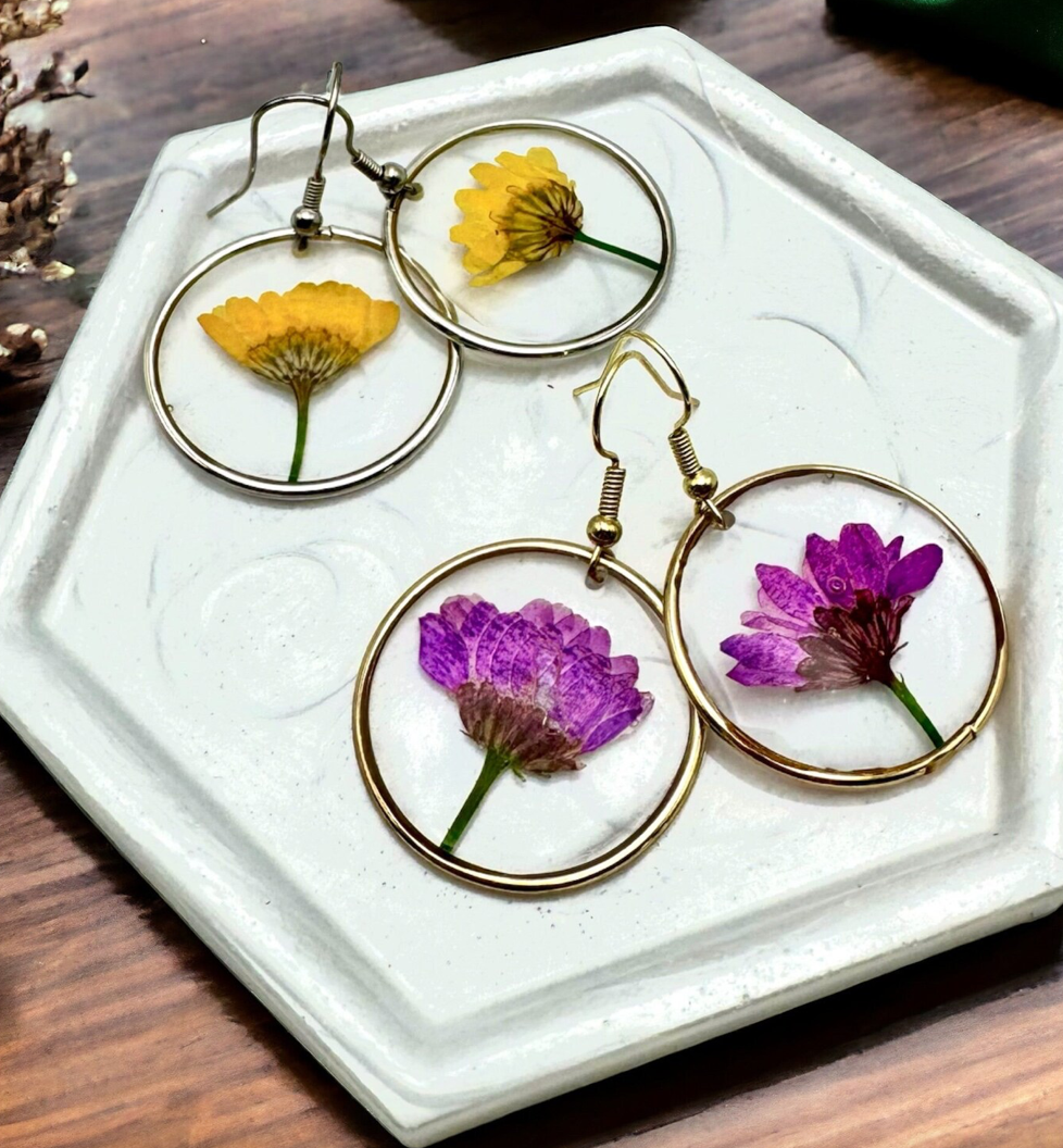Resin Floral Earrings