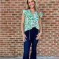 Asher Tropical Ruffle Sleeve Blouse