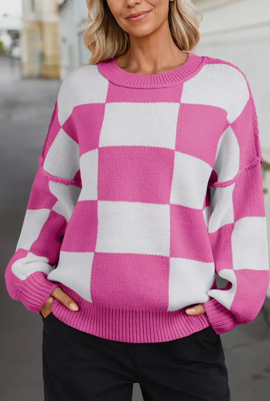 Karen Pink Colorblock Sweater