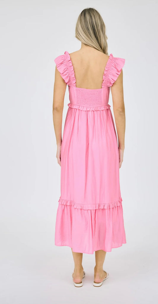 Heidi Ruffle Sleeve Midi Dress