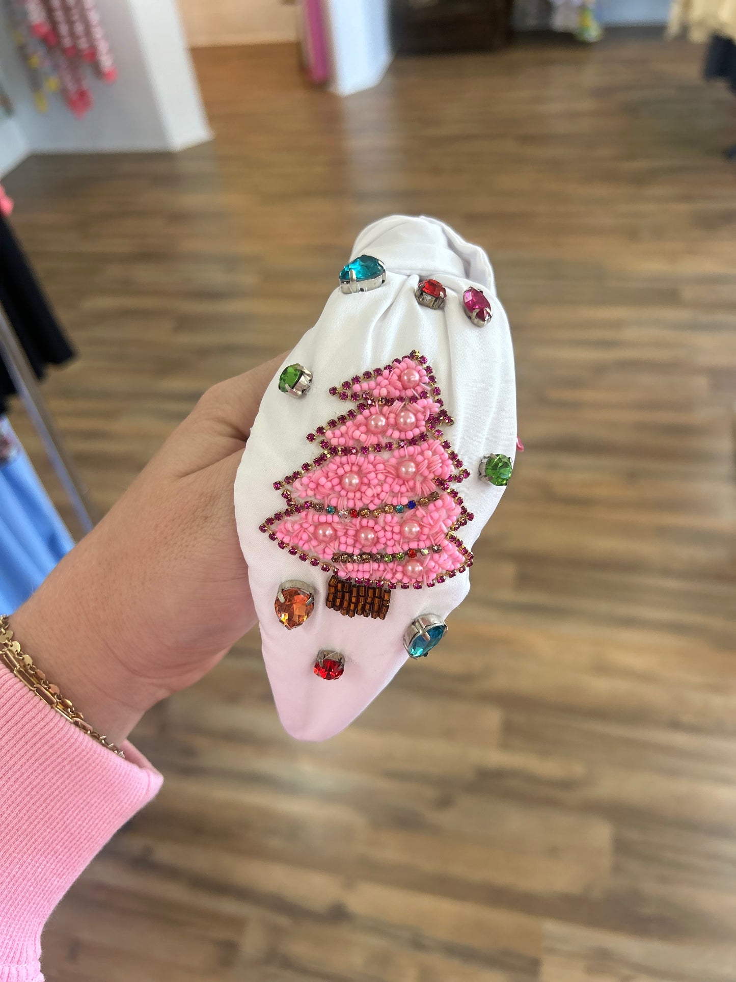 Christmas Tree Beaded Headband