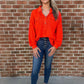Sadie Orange Waffle Knit