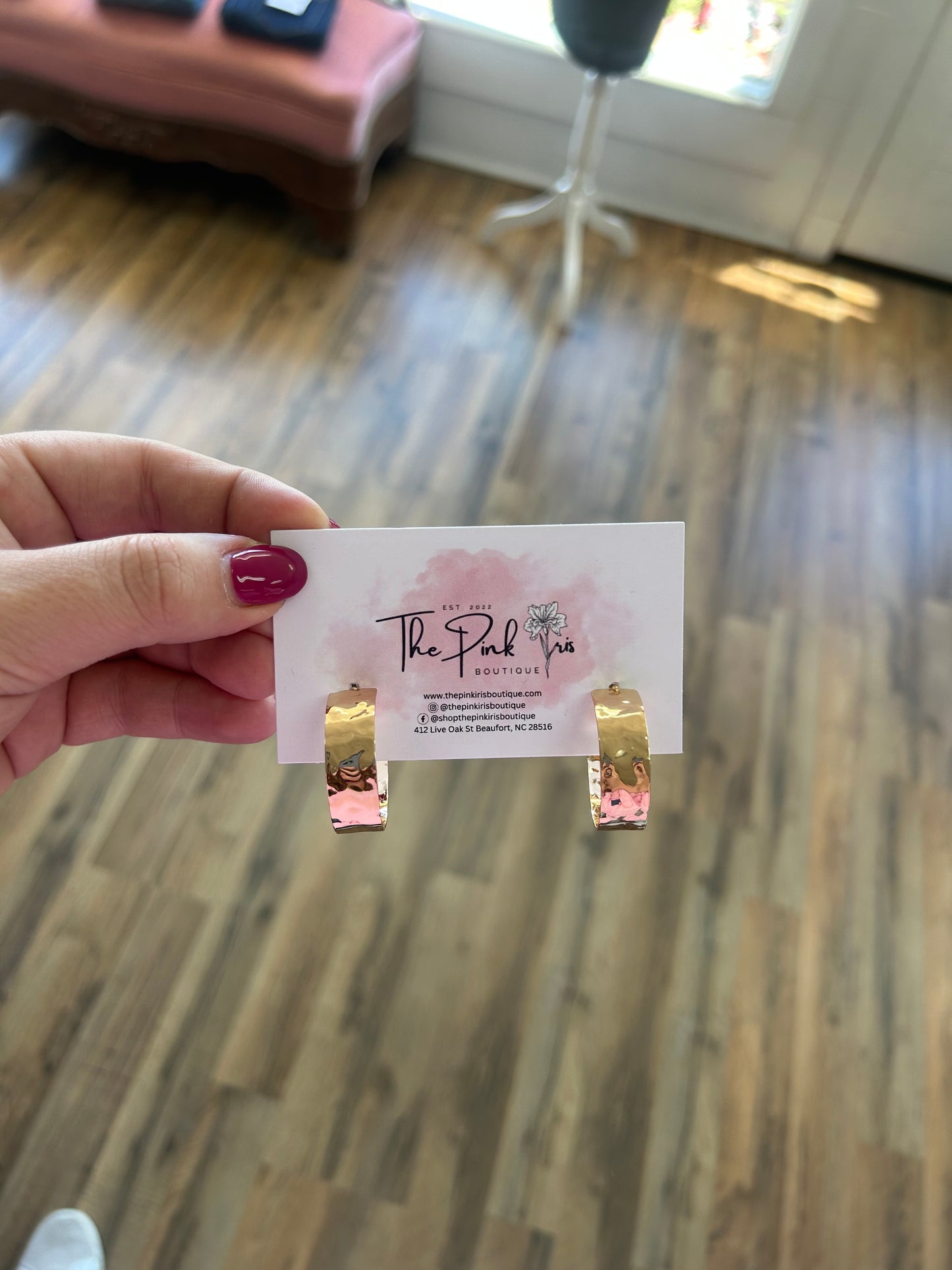 Hammered Texture Metal Hoops