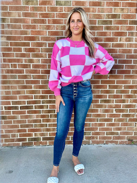 Karen Pink Colorblock Sweater