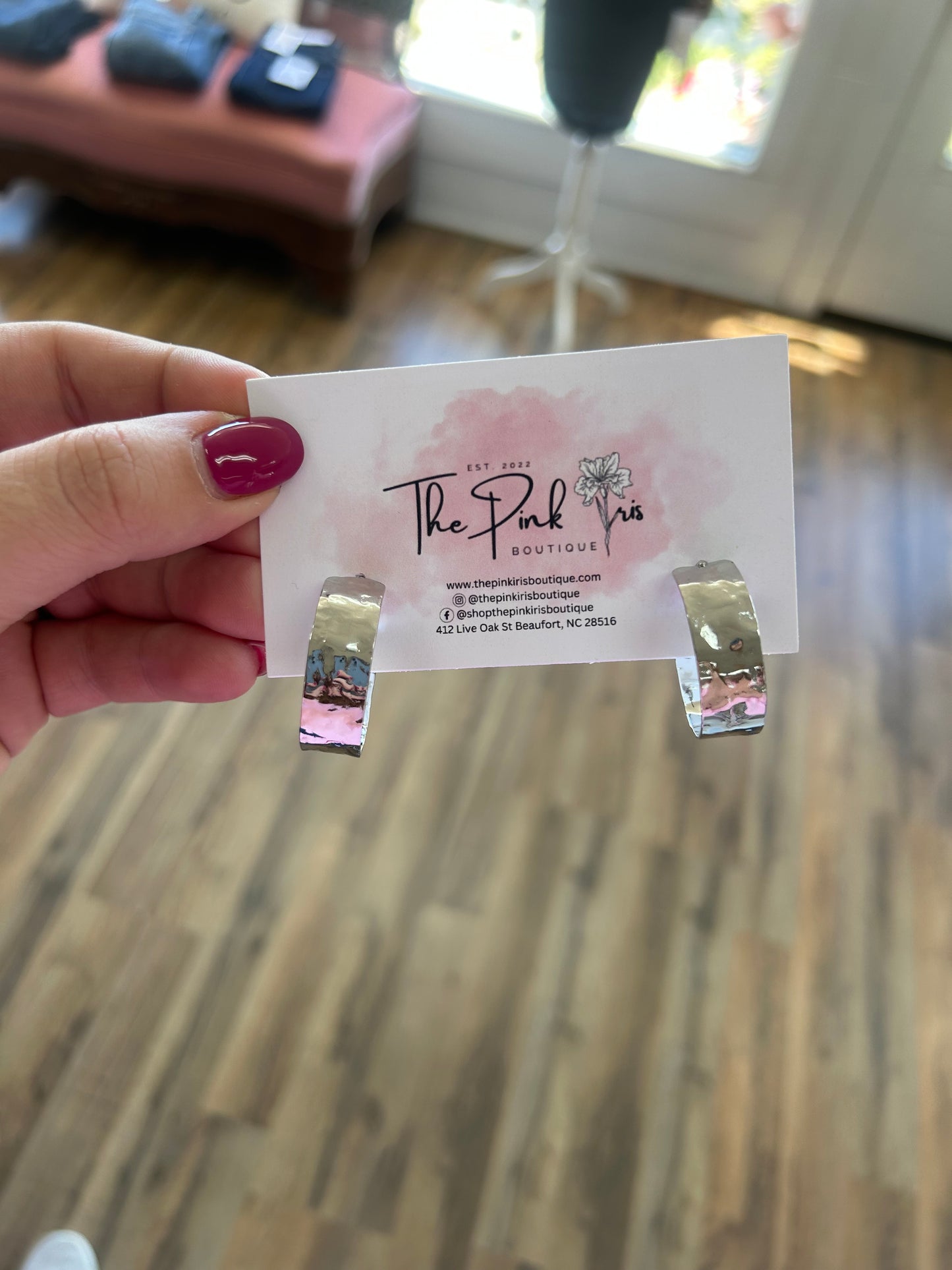 Hammered Texture Metal Hoops