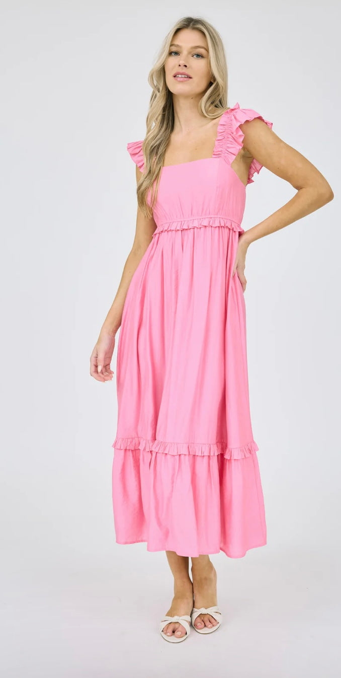 Heidi Ruffle Sleeve Midi Dress