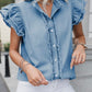 Freya Ruffle Sleeve Denim Blouse