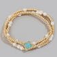 Faceted Clover Charm Mixed Beaded Bracelet