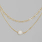 Layered Chain Link Pearl Ball Charm Necklace