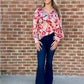 Tara Tan Top with Red & Orange Tulip