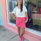 Josie Pink Linen Skirt