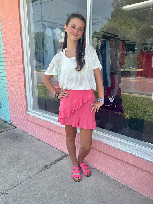 Josie Pink Linen Skirt